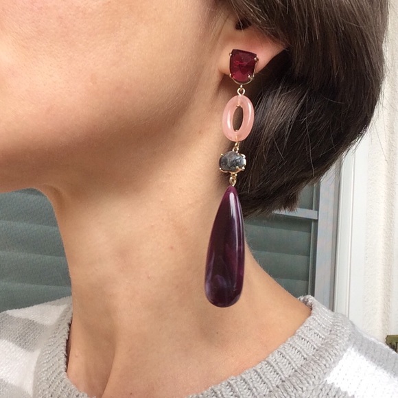 ANTHROPOLOGIE REBEKAH RESIN DROP EARRINGS NEW - Picture 4 of 8